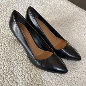 Black leather Franco Sarto wedge heels